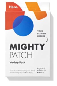 mighty patch variety pack from hero cosmetics – hydrocolloid acne pimple patches for covering zits and blemishes, spot stickers for face and skin, vegan-friendly and not tested on animals (26 count)