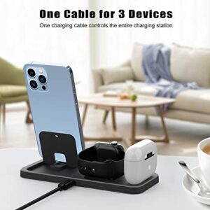 3 in 1 Charging Station for Multiple Devices Apple Portable Charging Stand for Apple Watch iPhone and AirPods Build-in Charger Charging Dock Holder for iPhone with Adapter and Cable (Black)