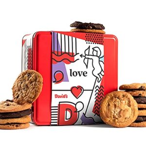 david’s cookies premium gift, gourmet, and freshly baked valentine’s day assorted cookies in a love tin gift box for your love ones, deliciously handmade soft variety of cookies – 2 lbs