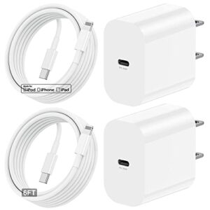 for apple iphone 12 13 14 pro fast charger block,[apple mfi certified] 20w rapid usb c wall super fast chargers block/power plug with 6ft type c to lightning cable for iphone 14 13 12 11pro max ipad