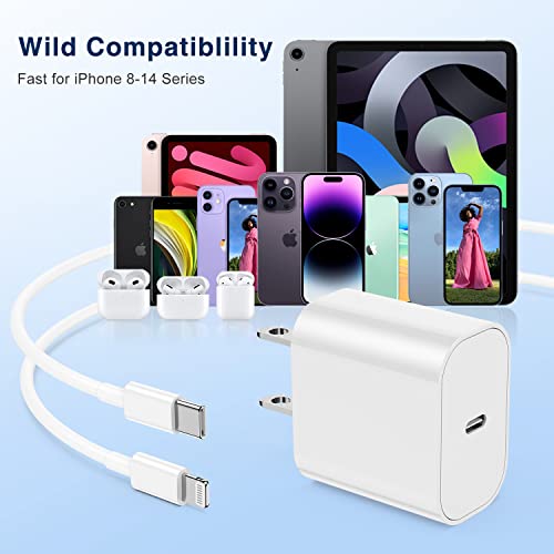 for Apple iPhone 12 13 14 Pro Fast Charger Block,[Apple MFi Certified] 20W Rapid USB C Wall Super Fast Chargers Block/Power Plug with 6Ft Type C to Lightning Cable for iPhone 14 13 12 11Pro Max iPad