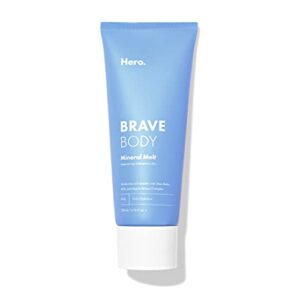 hero cosmetics brave body hydrating mineral melt from empower acne-prone skin, balance bacteria – visibly renews & smoothes with shea butter + almond oil – no mineral oil or silicones (6.76 fl. oz.)