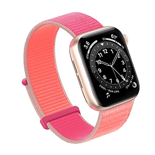 Bifeiyo Compatible with Apple Watch Band 49MM 45MM 44MM 42MM 41MM 40MM 38MM, Women Men Sport Nylon Loop Strap for iWatch Series Ultra 8 7 6 5 4 3 2 1 SE (38/40/41mm,Pomegranate)