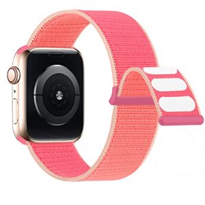 Bifeiyo Compatible with Apple Watch Band 49MM 45MM 44MM 42MM 41MM 40MM 38MM, Women Men Sport Nylon Loop Strap for iWatch Series Ultra 8 7 6 5 4 3 2 1 SE (38/40/41mm,Pomegranate)