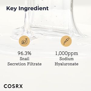COSRX Snail Mucin 96% Power Repairing Essence 3.38 fl.oz, 100ml, Hydrating Serum for Face with Snail Secretion Filtrate for Dark Spots and Fine Lines, Not Tested on Animals, No Parabens, No Sulfates, No Phthalates, Korean Skincare