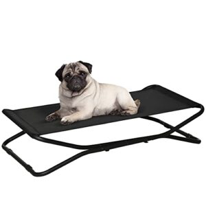 pawhut elevated dog bed with breathable fabric, foldable pet cot with heavy duty steel frame, portable cooling pet bed indoor outdoor use, for small medium dogs