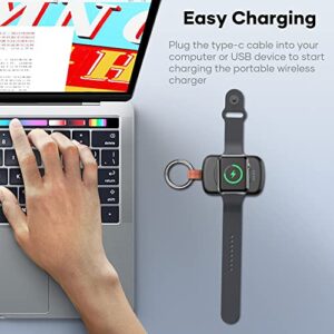 CKFN Portable Wireless Charger for Apple Watch, 1800mAh Power Bank Smart Keychain Gift with 4 LED Indicators, Magnetic iWatch Charger for Apple Watch Series 8,7,6,5,4,3,2,1,SE/Nike+/Hermes (Black)