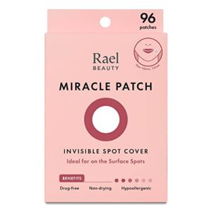 rael pimple patches, miracle invisible spot cover – hydrocolloid acne pimple patches for face, blemishes and zits absorbing patch, breakouts spot treatment for skin care, facial stickers, 2 sizes (96 count)