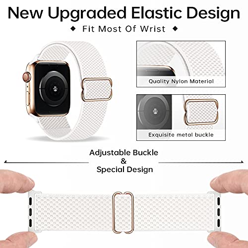 UPOLS Stretchy Solo Loop Strap Compatible with Apple Watch Bands 38mm 40mm 41mm 42mm 44mm 45mm, Stretch Braided Sport Elastic Nylon Women Men Wristband Compatible for iWatch Series 7/6/SE/5/4/3/2/1