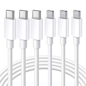 [apple mfi certified] usb c to lightning cable 3pack 10ft iphone fast charger cable type c charging cord compatible with iphone 14 13 13 pro max 12 12 pro max 11 xs xr x 8 ipad,white