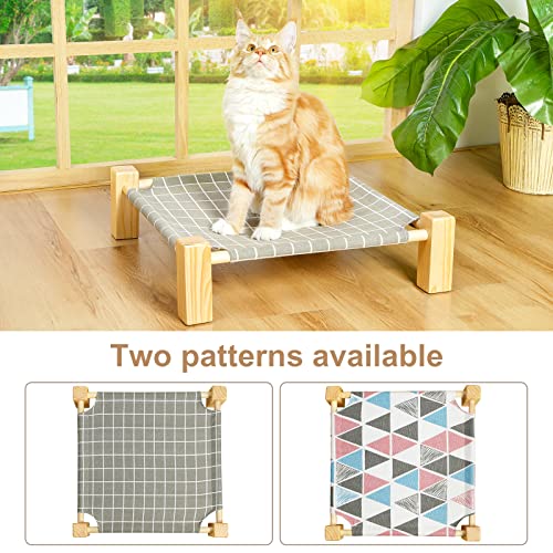 Elevated Cat Bed Raised Floor Hammock for 2 Cats with Stand Lifted Kitty Cots 18x18in for Small Dogs Puppy Rabbit Bunny No Drill Pet Lounger Easy to Assemble Indoor Outdoor