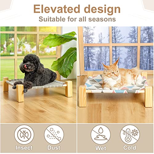 Elevated Cat Bed Raised Floor Hammock for 2 Cats with Stand Lifted Kitty Cots 18x18in for Small Dogs Puppy Rabbit Bunny No Drill Pet Lounger Easy to Assemble Indoor Outdoor