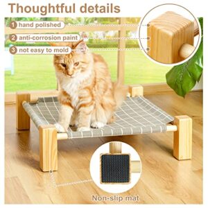 Elevated Cat Bed Raised Floor Hammock for 2 Cats with Stand Lifted Kitty Cots 18x18in for Small Dogs Puppy Rabbit Bunny No Drill Pet Lounger Easy to Assemble Indoor Outdoor