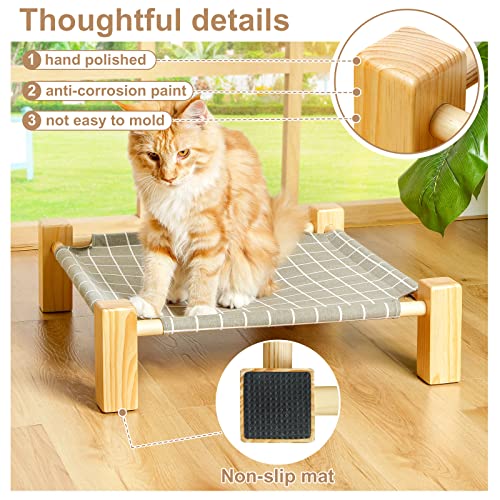 Elevated Cat Bed Raised Floor Hammock for 2 Cats with Stand Lifted Kitty Cots 18x18in for Small Dogs Puppy Rabbit Bunny No Drill Pet Lounger Easy to Assemble Indoor Outdoor