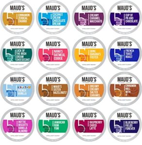 maud’s super flavored coffee variety pack, 80ct. solar energy produced recyclable single serve flavored coffee pods jam-packed with 16 flavors – 100% arabica coffee california roasted, kcup compatible