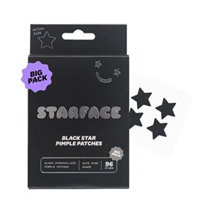 starface black star big pack, hydrocolloid pimple patches, absorb fluid and reduce inflammation, cute star shape, cruelty-free skincare (96 count)