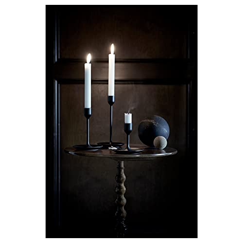 IKEA FULLTALIG Candlestick, set of 3 Powder Coating Black Aluminum Candlestick Holder for taper candles, Table Romantic for Wedding, Birthday, Dinner Home & Bar Decorative (No LED Candle Included)