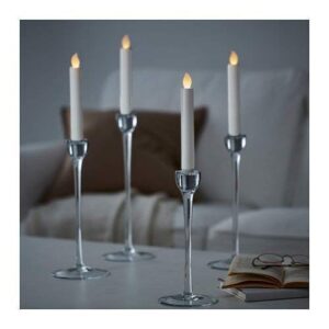 IKEA FULLTALIG Candlestick, set of 3 Powder Coating Black Aluminum Candlestick Holder for taper candles, Table Romantic for Wedding, Birthday, Dinner Home & Bar Decorative (No LED Candle Included)