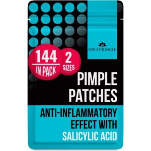 brightjungle pimple patches for face – acne patches. absorbing cover, invisible, blemish spot, hydrocolloid, skin treatment, facial stickers, two sizes, blends in with skin (144)