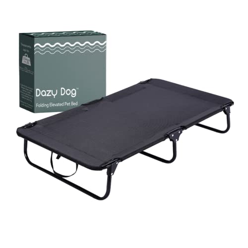 Dazy Dog Elevated Folding Pet Bed Outdoor Waterproof (Large, Black)