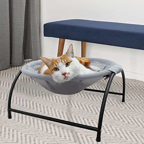 PHYEX Cat Bed Elevated Pet Hammock for Kitty Cat Small Dog, Easy Assembly Raised Cat Cot for Indoors & Outdoors, Gray