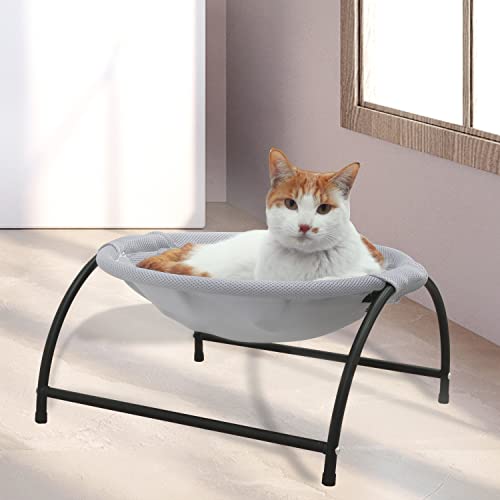 PHYEX Cat Bed Elevated Pet Hammock for Kitty Cat Small Dog, Easy Assembly Raised Cat Cot for Indoors & Outdoors, Gray