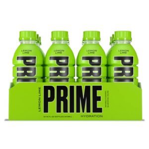 prime hydration drink sports beverage”lemon lime,” naturally flavored, 10% coconut water, 250mg bcaas, b vitamins, antioxidants, 835mg electrolytes, 20 calories per 16.9 fl oz bottle (pack of 12)