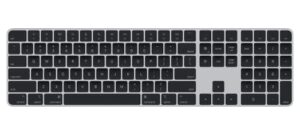 apple magic keyboard with touch id and numeric keypad: wireless, bluetooth, rechargeable. works with mac computers with apple silicon; us english – black keys