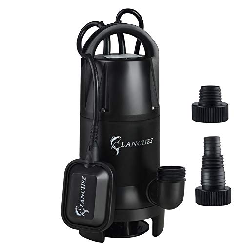 Lanchez 1 HP Submersible Sump Pump 4462GPH Clean & Dirty Water Transfer Pump with Float Switch for Pool Garden Cellar Pond