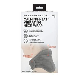 Calming Heat Neck Wrap by Sharper Image Personal Electric Neck Heating Pad with Vibrations, 3 Heat & 3 Vibration Settings- 9 Relaxing Combinations