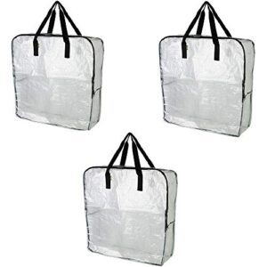 Pack of 3 - Extra Large Clear Storage Bag for Clothing Storage, Under the Bed Storage, Garage Storage, Recycling Bags