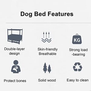 WDJBPSH 2 Tier Dog Bed Wood Frame with Side Table Storage Platform, Deluxe Lounge Pet Cots for Large Medium Small Dogs, Four Seasons Universal (Color : B)