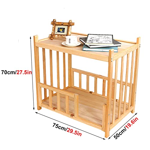 WDJBPSH 2 Tier Dog Bed Wood Frame with Side Table Storage Platform, Deluxe Lounge Pet Cots for Large Medium Small Dogs, Four Seasons Universal (Color : B)