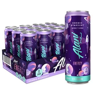 alani nu sugar-free energy drink, pre-workout performance, cosmic stardust, 12 oz cans (pack of 12)