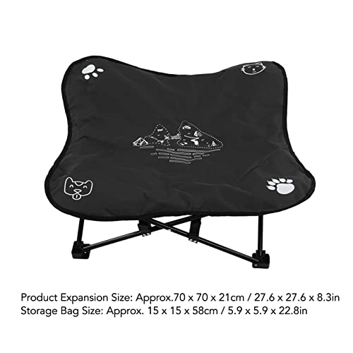 Elevated Dog Bed, Anti Slip Foldable Comfortable Raised Dog Cots Beds Sturdy Bracket Wear Resistant Portable for Camping (Black)