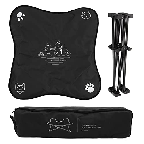 Elevated Dog Bed, Anti Slip Foldable Comfortable Raised Dog Cots Beds Sturdy Bracket Wear Resistant Portable for Camping (Black)