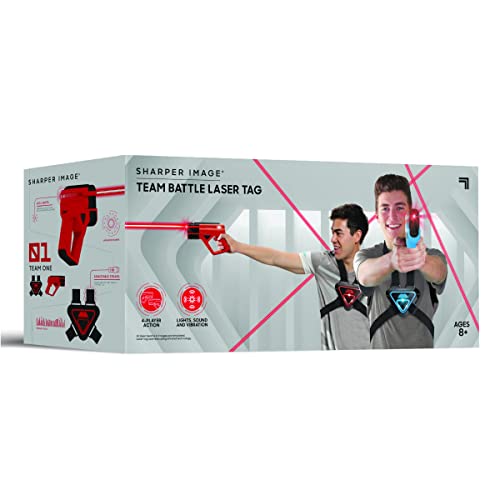Sharper Image Four-Player Battle Electronic Tag Gun Blaster & Vest Armor Set of 4, Safe for Kids and Adults, Indoor & Outdoor Battle Games, Multiplayer Team Mode
