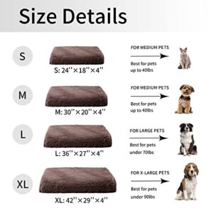 WELLYELO 4" Memory Foam Medium Dog Bed Fluffy Plush Dog Beds for Medium Dogs Orthopedic Egg Crate Foam Dog Bed Dog Crate Pad Washable Pet Bed Kennel Pad (30x20x4,Light Brown)