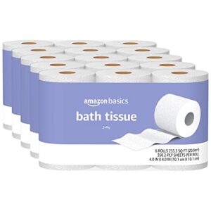 amazon basics 2-ply toilet paper, 6 rolls (pack of 5), 30 rolls total (previously solimo)