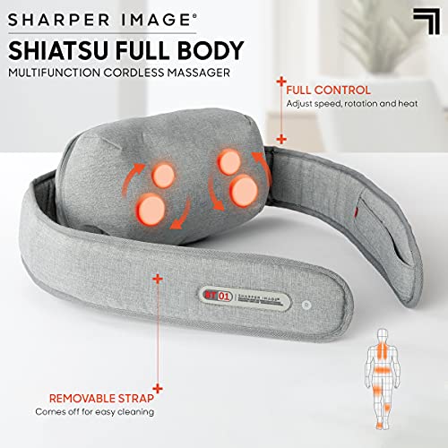 Sharper Image Shiatsu Full Body Multifunction Cordless Massager, Wireless & Rechargeable - Best Massage for Neck Back Shoulders Feet Legs, Holiday Gift