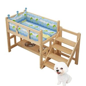 pet bed bed frame for puppies, 2 floors of pet beds with stairs, raised pet shelters, cat litters and kennels(size:l（75x50x65cm）)