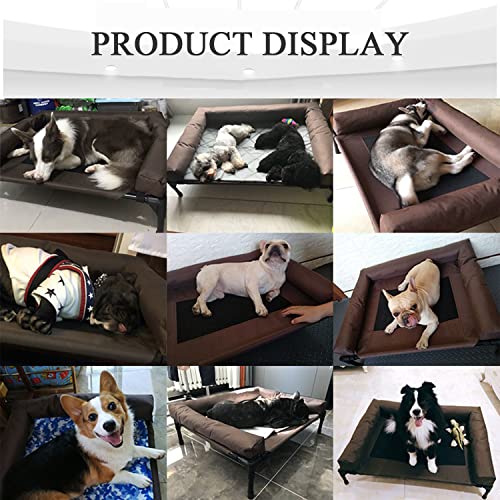 UEIDIHI Elevated Dog Bed with Bolster, Durable Breathable Raised Dog Beds, Removable Washable Pet Cot, Indoor/Outdoor Waterproof Soft Pet Bed for Small, Medium and Large Dogs,107 * 76 * 19cm