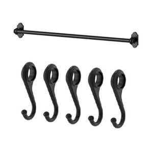 Ikea Steel Kitchen Organizer Set, 31 Inch Rail, 5 Hooks, Black