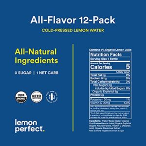 Lemon Perfect - Organic Cold-Pressed Lemon Water - Squeezed from Real Fruit, Flavored Water, Sugar-Free, Keto Certified, No Artificial Ingredients - 6-Flavor Variety Pack (12-pack)