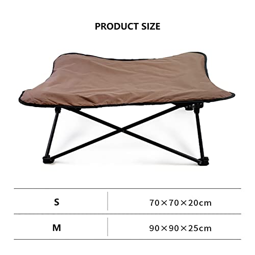 HYLK Elevated Dog Bed, Foldable Pet Bed, Indoor Outdoor Pet Camping Raised Cot, Stable Durable Frame Breathable Mesh, for Cats Small Medium Dogs Grey-M