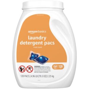 amazon basics laundry detergent pacs, fresh scent, 120 count (previously solimo)