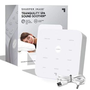 sharper image ultimate sleep white noise sound machine for adults and baby, portable relaxing music and nature sounds therapy, aids sleeping, stress and anxiety relief, with usb cord