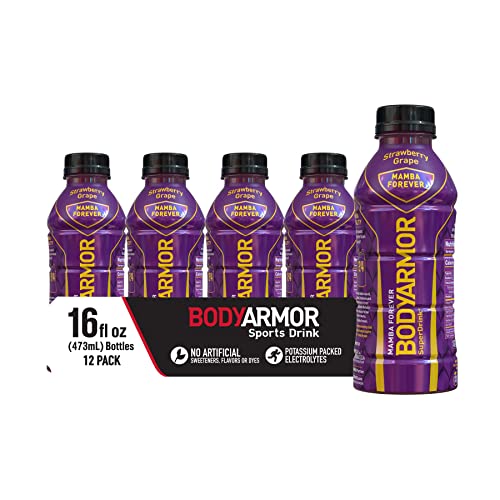 BODYARMOR Sports Drink Sports Beverage, Mamba Forever, Natural Flavors With Vitamins, Potassium-Packed Electrolytes, Perfect For Athletes, 16 Fl Oz (Pack of 12)