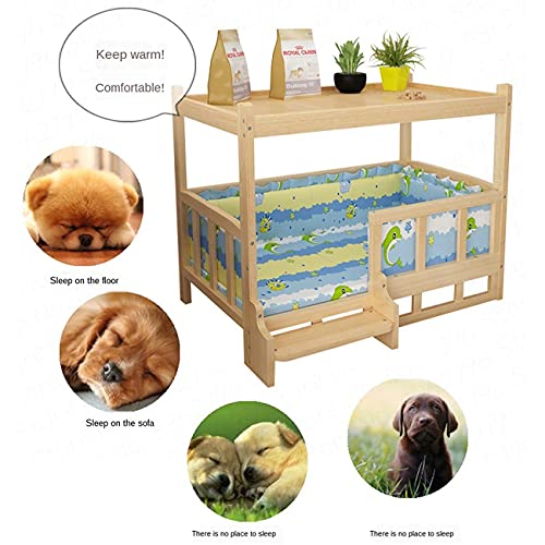 Bedside Table Elevated Dog Bed, with Bedding, All Solid Wood Frame, Off The Ground, Moisture-Proof, Removable Wooden Pet Bed,XL