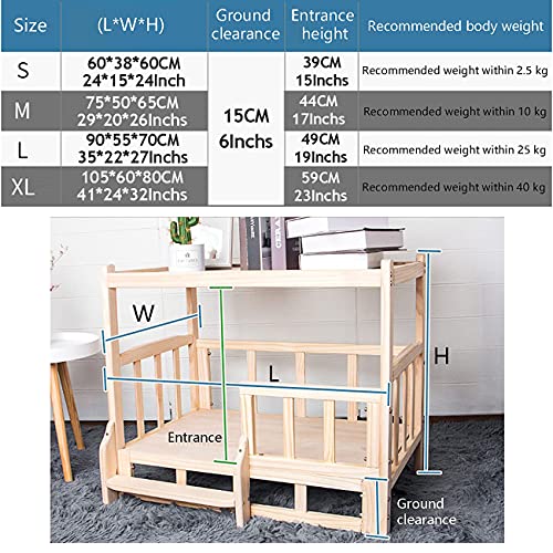 Bedside Table Elevated Dog Bed, with Bedding, All Solid Wood Frame, Off The Ground, Moisture-Proof, Removable Wooden Pet Bed,XL